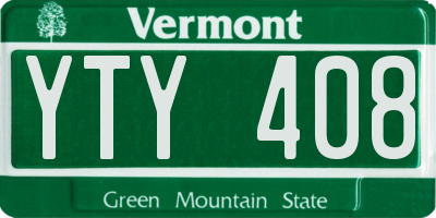 VT license plate YTY408