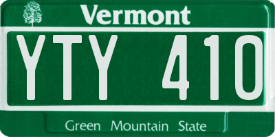 VT license plate YTY410