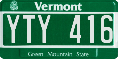 VT license plate YTY416