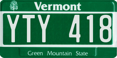 VT license plate YTY418