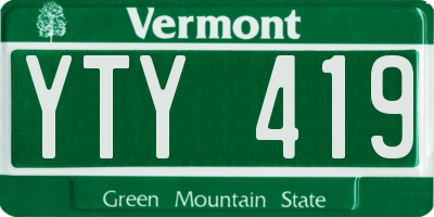 VT license plate YTY419