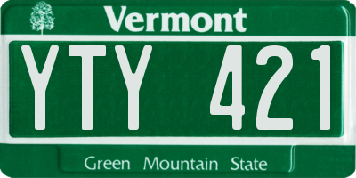 VT license plate YTY421