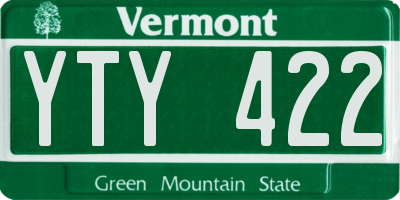 VT license plate YTY422