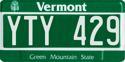 VT license plate YTY429