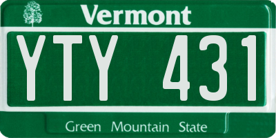 VT license plate YTY431