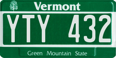 VT license plate YTY432