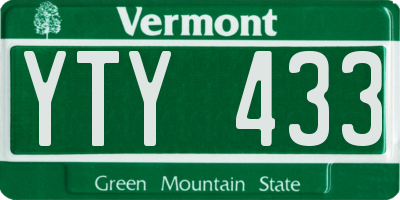 VT license plate YTY433