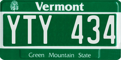 VT license plate YTY434