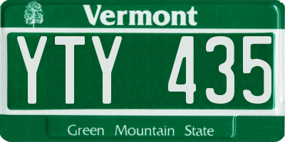 VT license plate YTY435