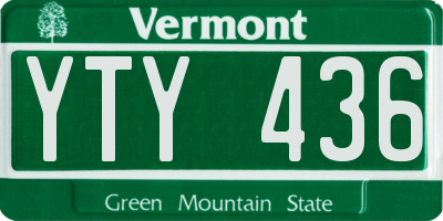 VT license plate YTY436