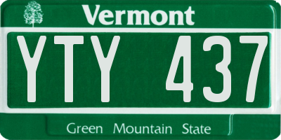 VT license plate YTY437