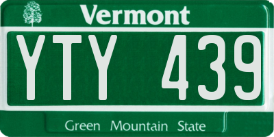 VT license plate YTY439