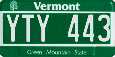 VT license plate YTY443