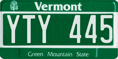VT license plate YTY445