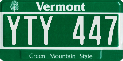 VT license plate YTY447