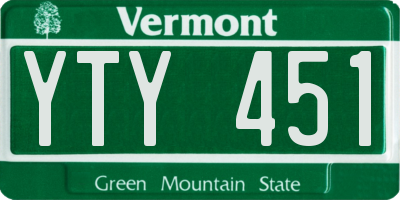 VT license plate YTY451