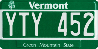 VT license plate YTY452