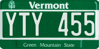 VT license plate YTY455