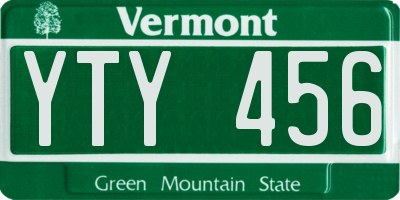 VT license plate YTY456