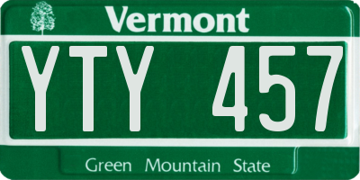 VT license plate YTY457