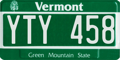 VT license plate YTY458