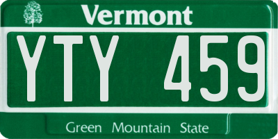 VT license plate YTY459