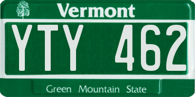 VT license plate YTY462