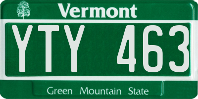 VT license plate YTY463