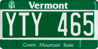 VT license plate YTY465