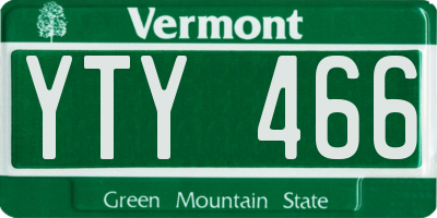 VT license plate YTY466