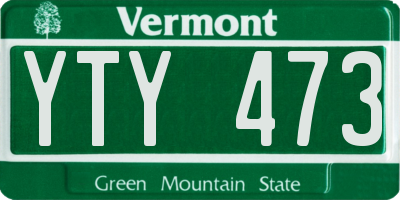 VT license plate YTY473