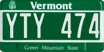 VT license plate YTY474