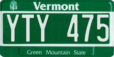 VT license plate YTY475