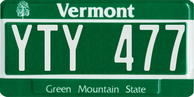 VT license plate YTY477