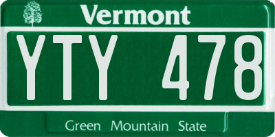 VT license plate YTY478