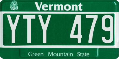 VT license plate YTY479