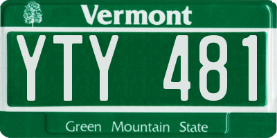VT license plate YTY481