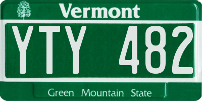 VT license plate YTY482