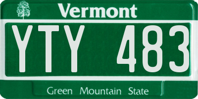 VT license plate YTY483
