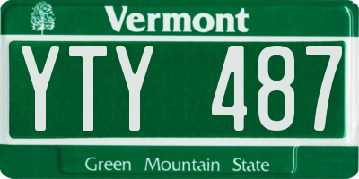 VT license plate YTY487