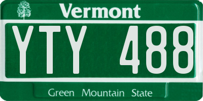 VT license plate YTY488