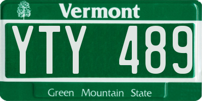 VT license plate YTY489