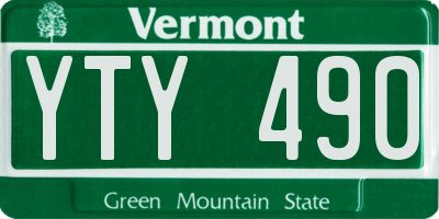 VT license plate YTY490