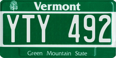VT license plate YTY492