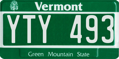 VT license plate YTY493