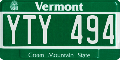 VT license plate YTY494