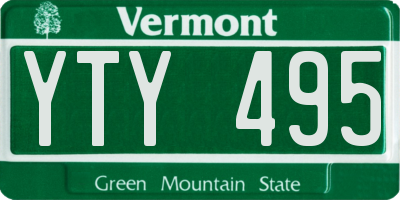 VT license plate YTY495
