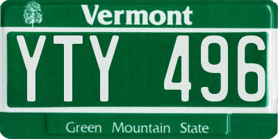 VT license plate YTY496