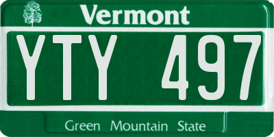 VT license plate YTY497