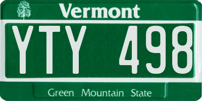 VT license plate YTY498